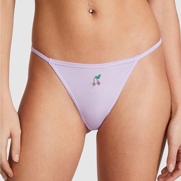 Victoria’s Secret PINK Cotton V-String Panty purple size XL NWT in packaging‎ - Picture 1 of 5